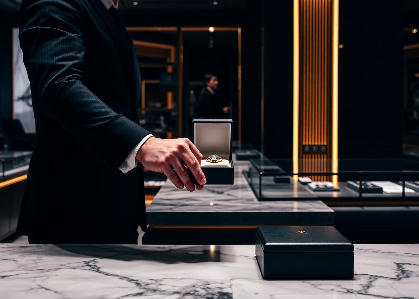 Concierge handing watch box